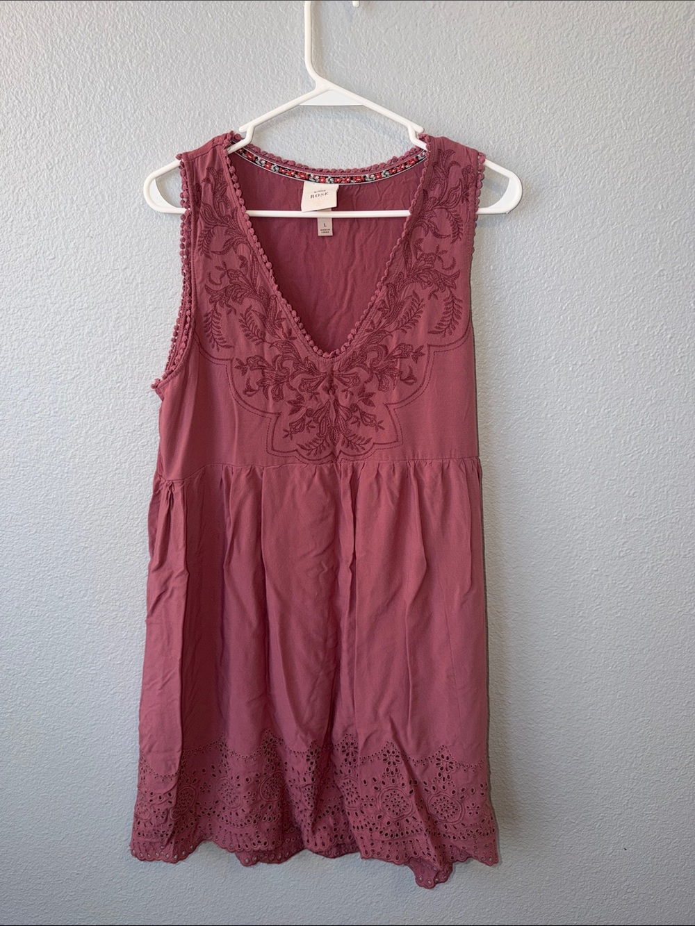 Knox Rose Embroidered Sleeveless Mauve Dress